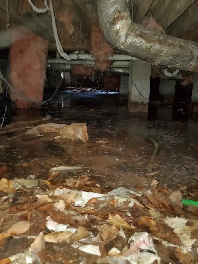 Crawl space flood assessment for Commercial Water Damage Restoration in South Kingstown